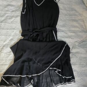 Vince Camuto Black Midi Dress with White Trim